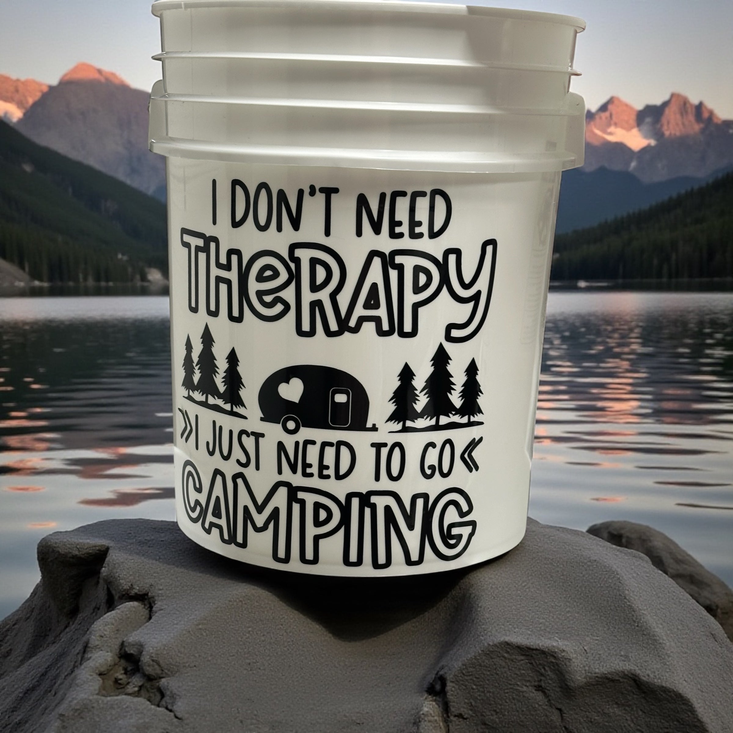 Lighted Camping Bucket "I Don't Need Therapy - small camper"