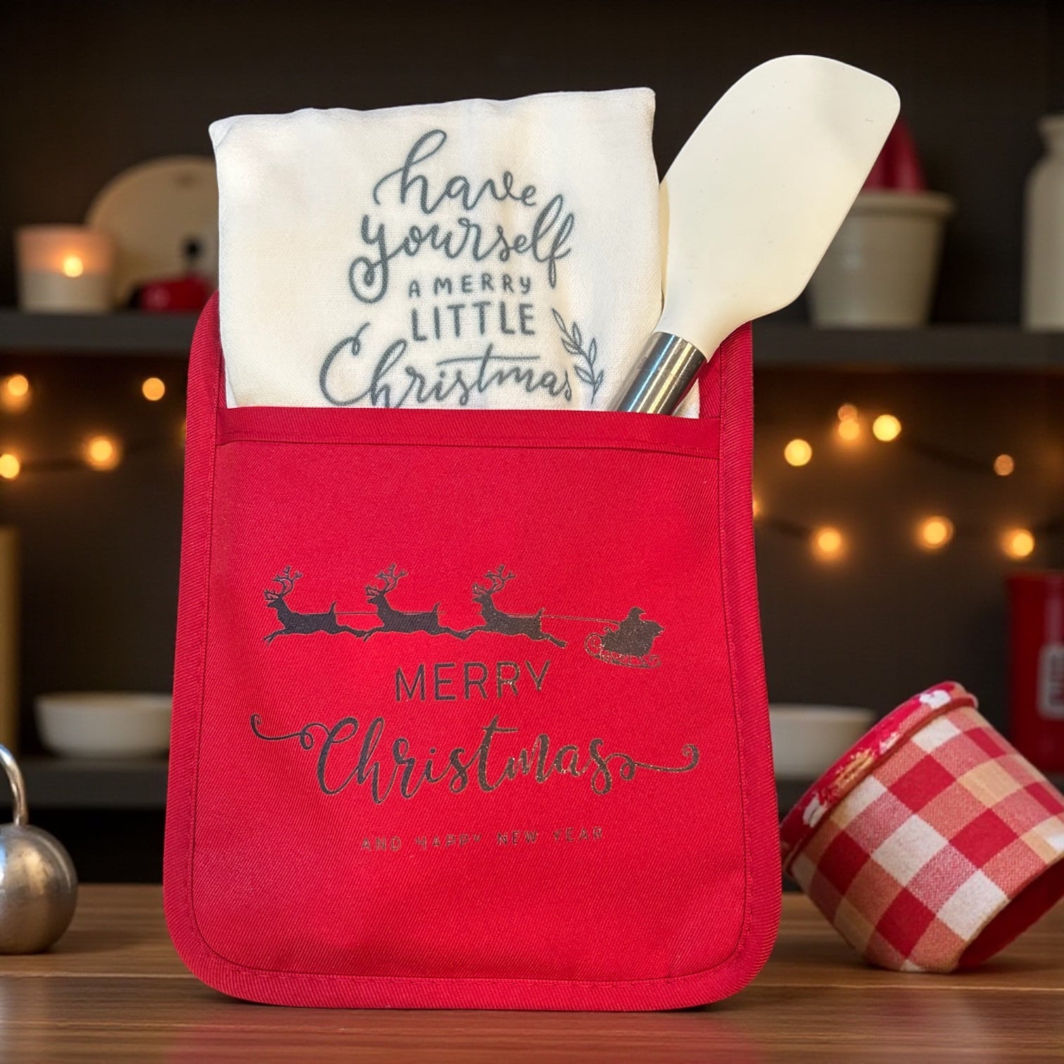 Christmas Oven Mitt Gift Set "Reindeer Merry Christmas"