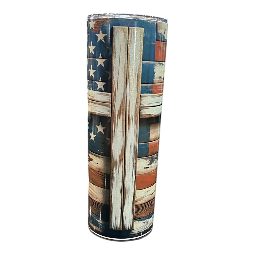 “American Flag with Cross” tumbler
