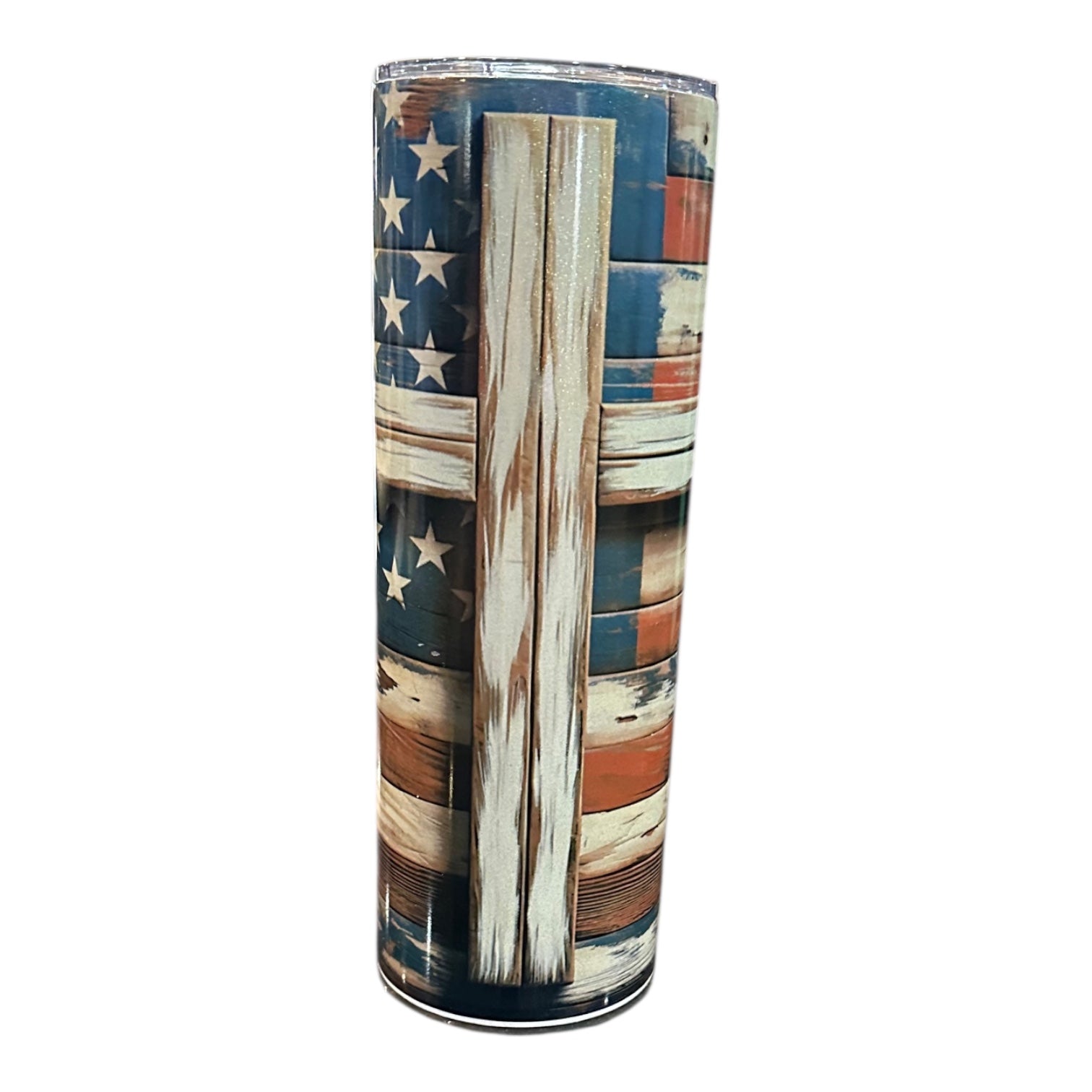 “American Flag with Cross” tumbler