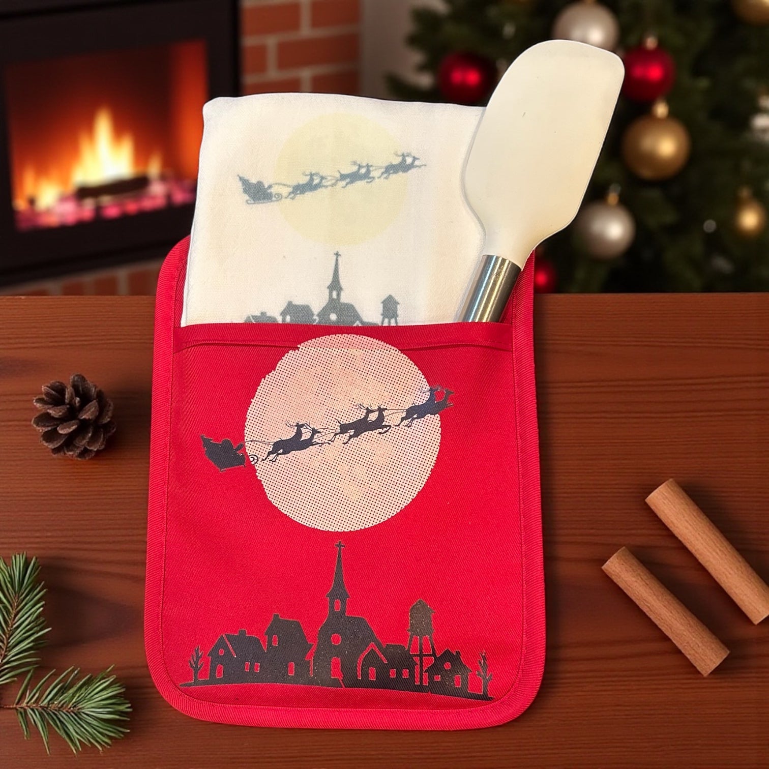 Christmas Oven Mitt Gift Set "Santa Town"