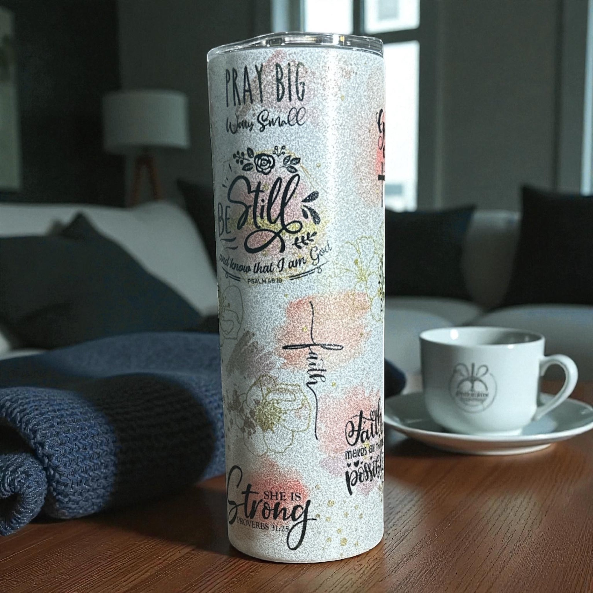 Glitter Christian Affirmations Tumbler