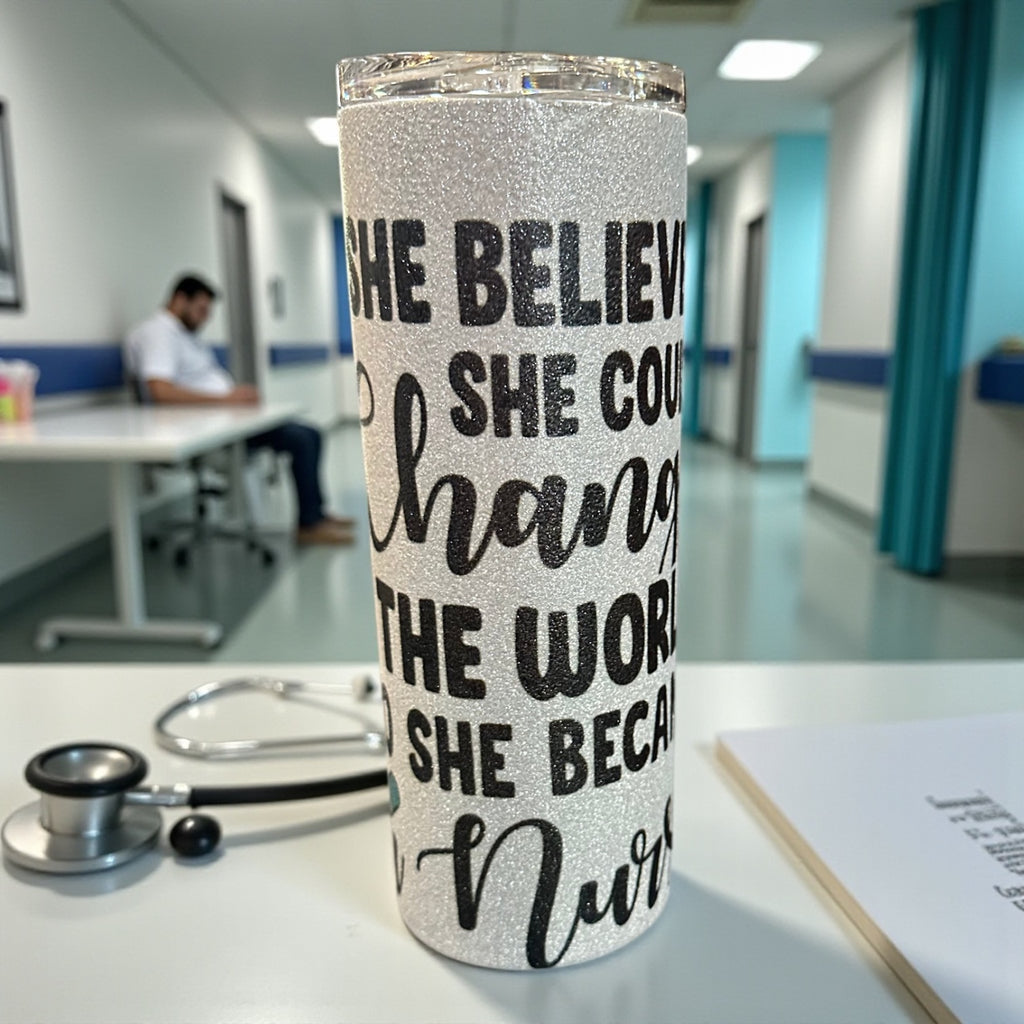 “Nurse” metallic glitter tumbler
