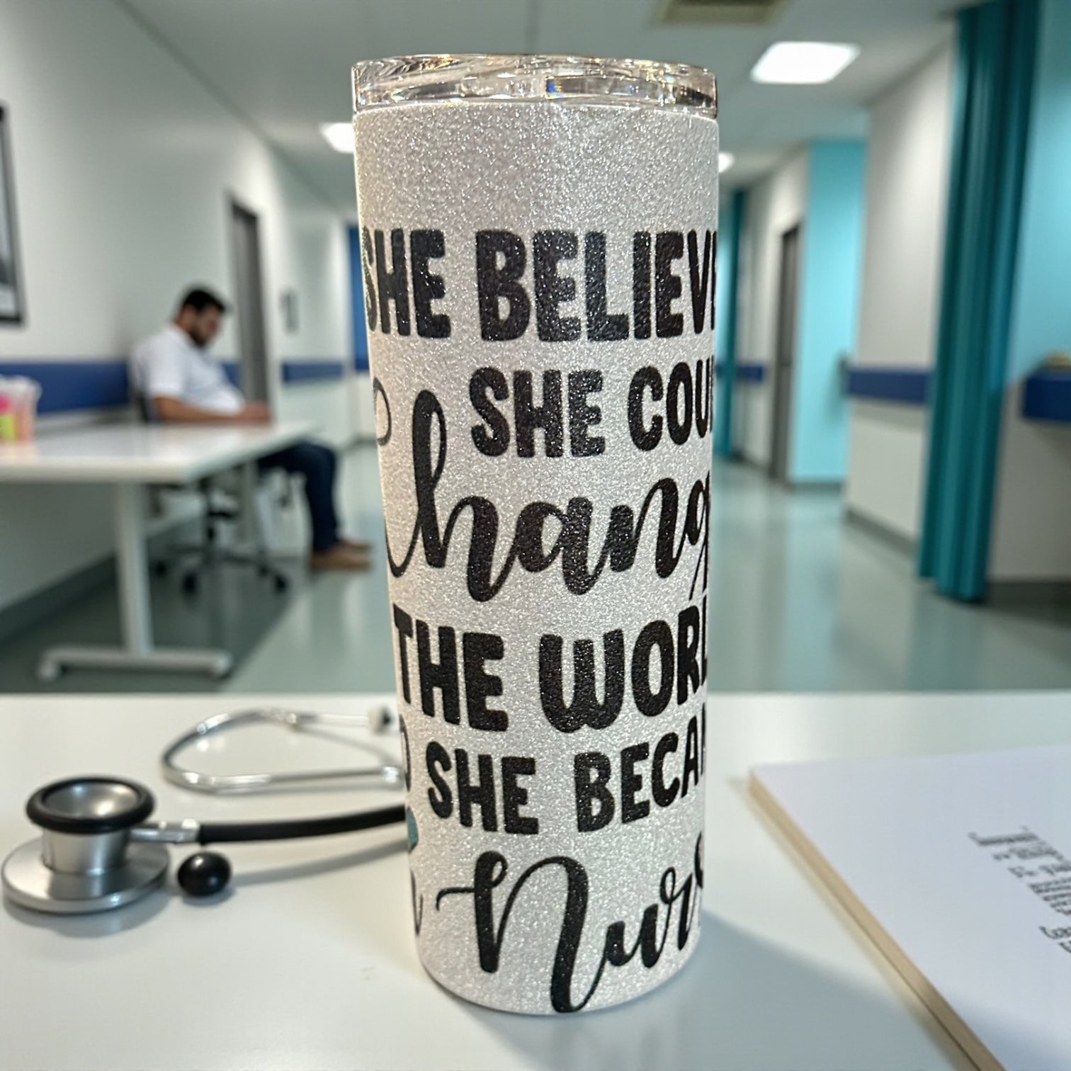 “Nurse” metallic glitter tumbler