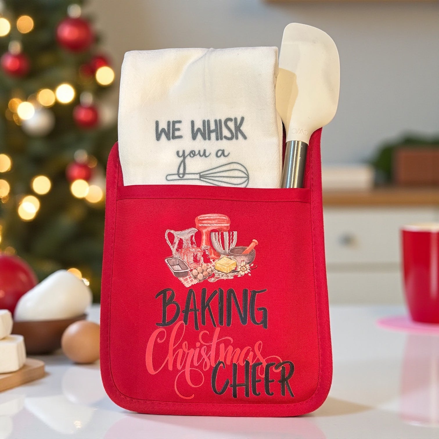 Christmas Oven Mitt Gift Set "Baking Christmas Cheer"