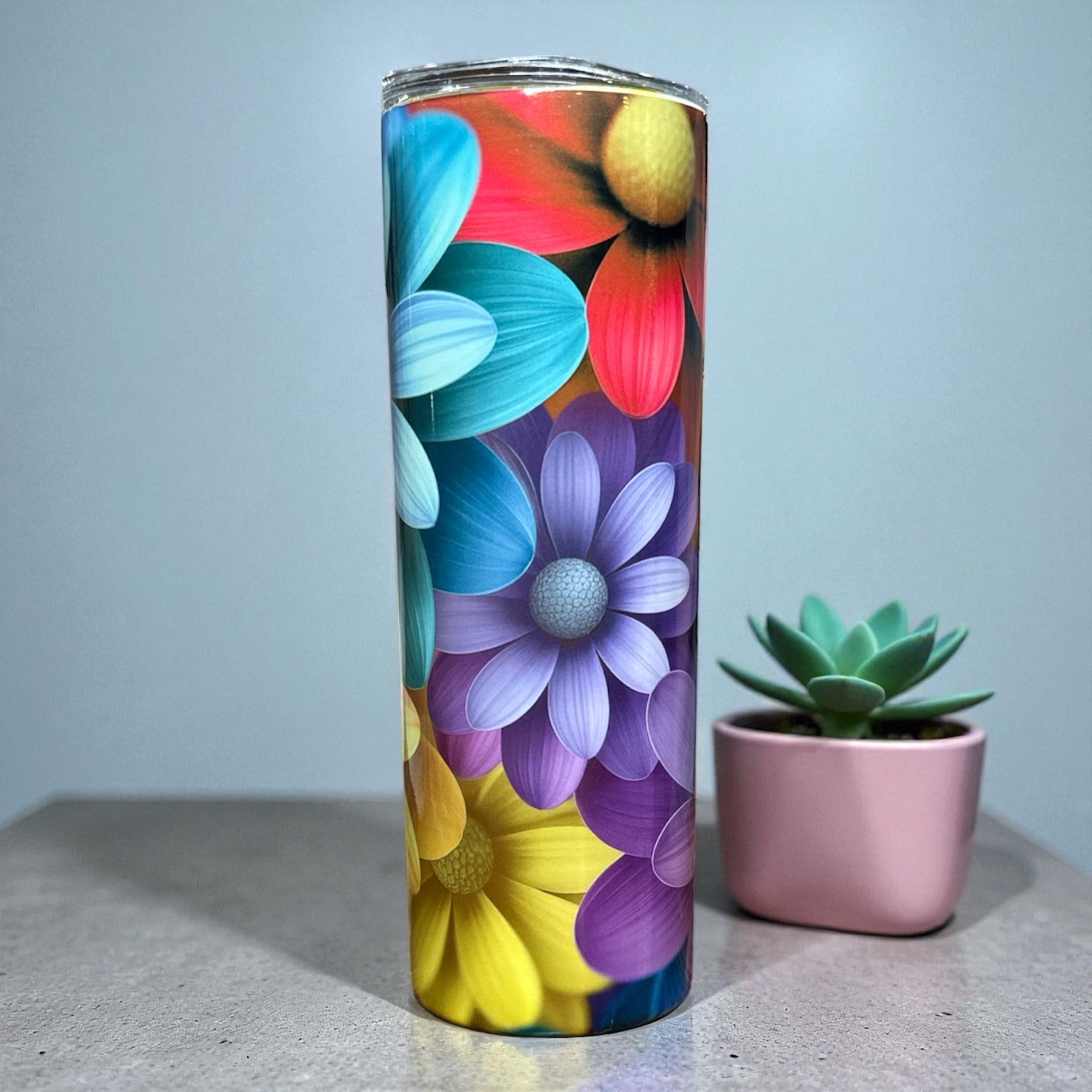 Vibrant Colorful Daisy Flowers Tumbler – 20 oz.