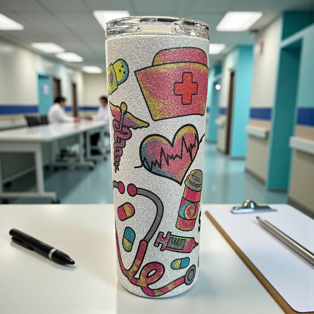 “Nurse” metallic glitter tumbler