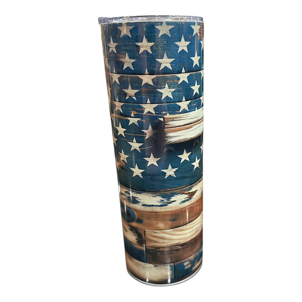 “American Flag with Cross” tumbler