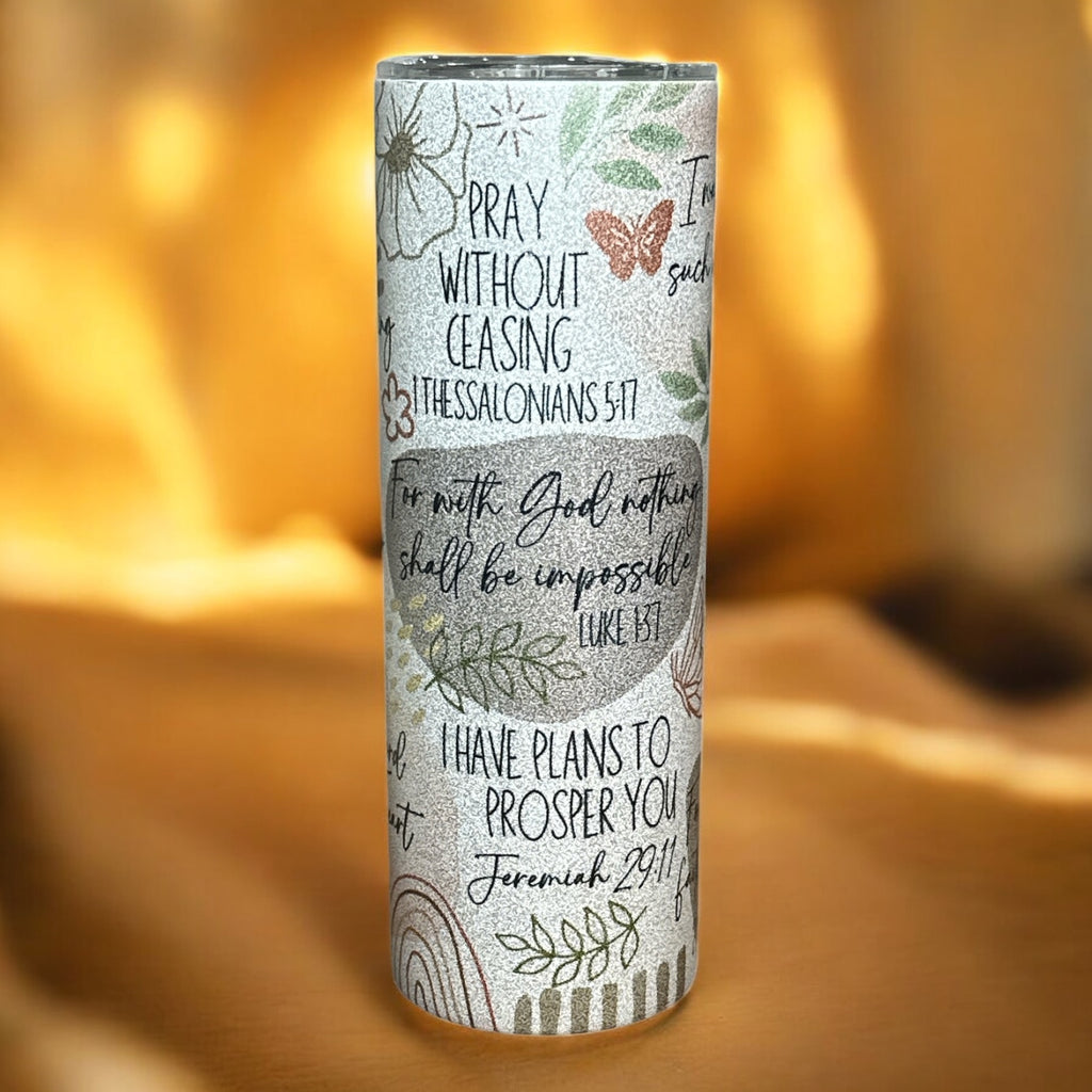 “With God Nothing Shall Be Impossible” and Other Scriptures Tumbler – 20 oz.