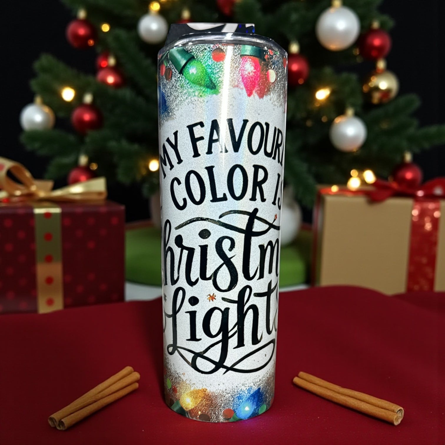 “My Favorite Color Is Christmas Lights” Tumbler – 20 oz.