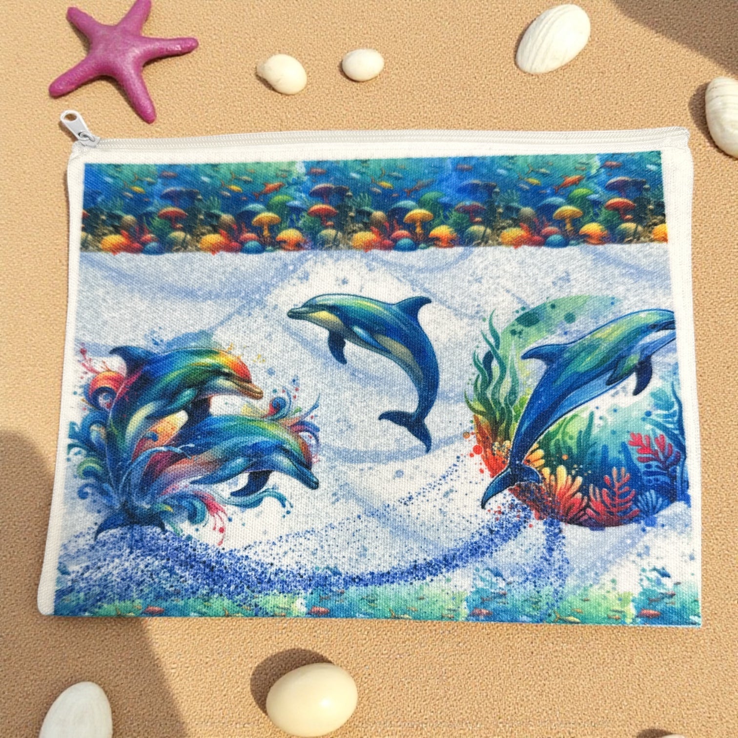 “Dolphins at Play” Zippered Bag