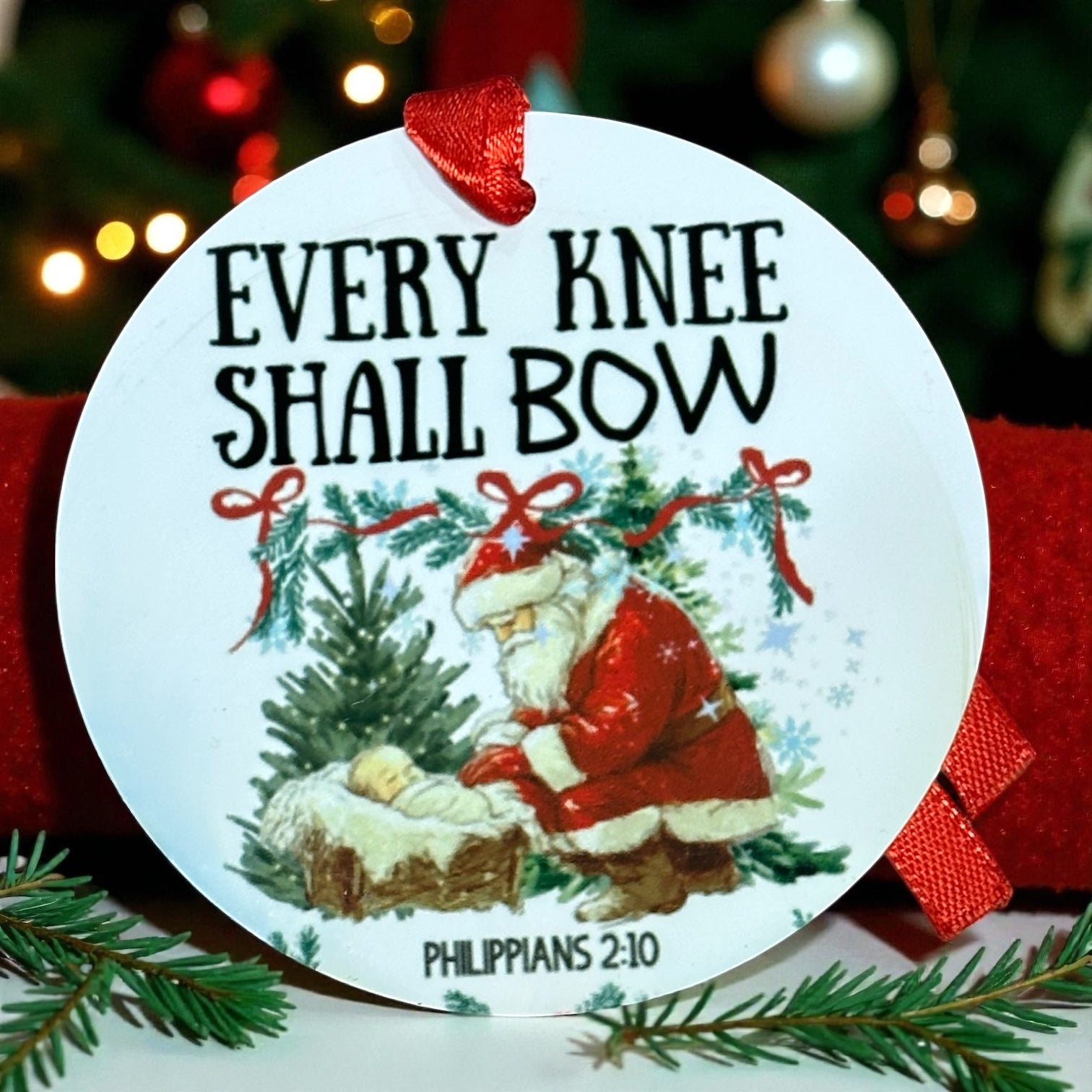 “Every Knee Shall Bow” Christmas Ornament