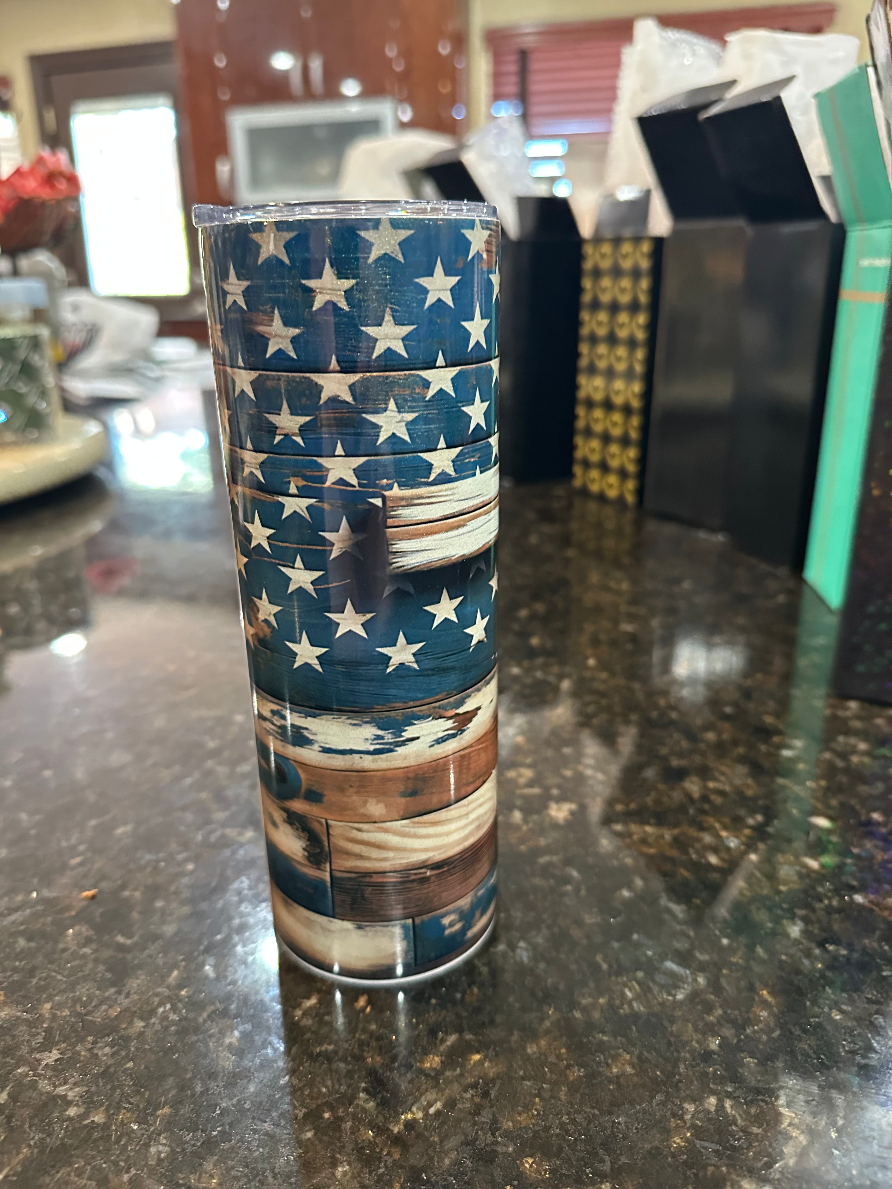“American Flag with Cross” tumbler