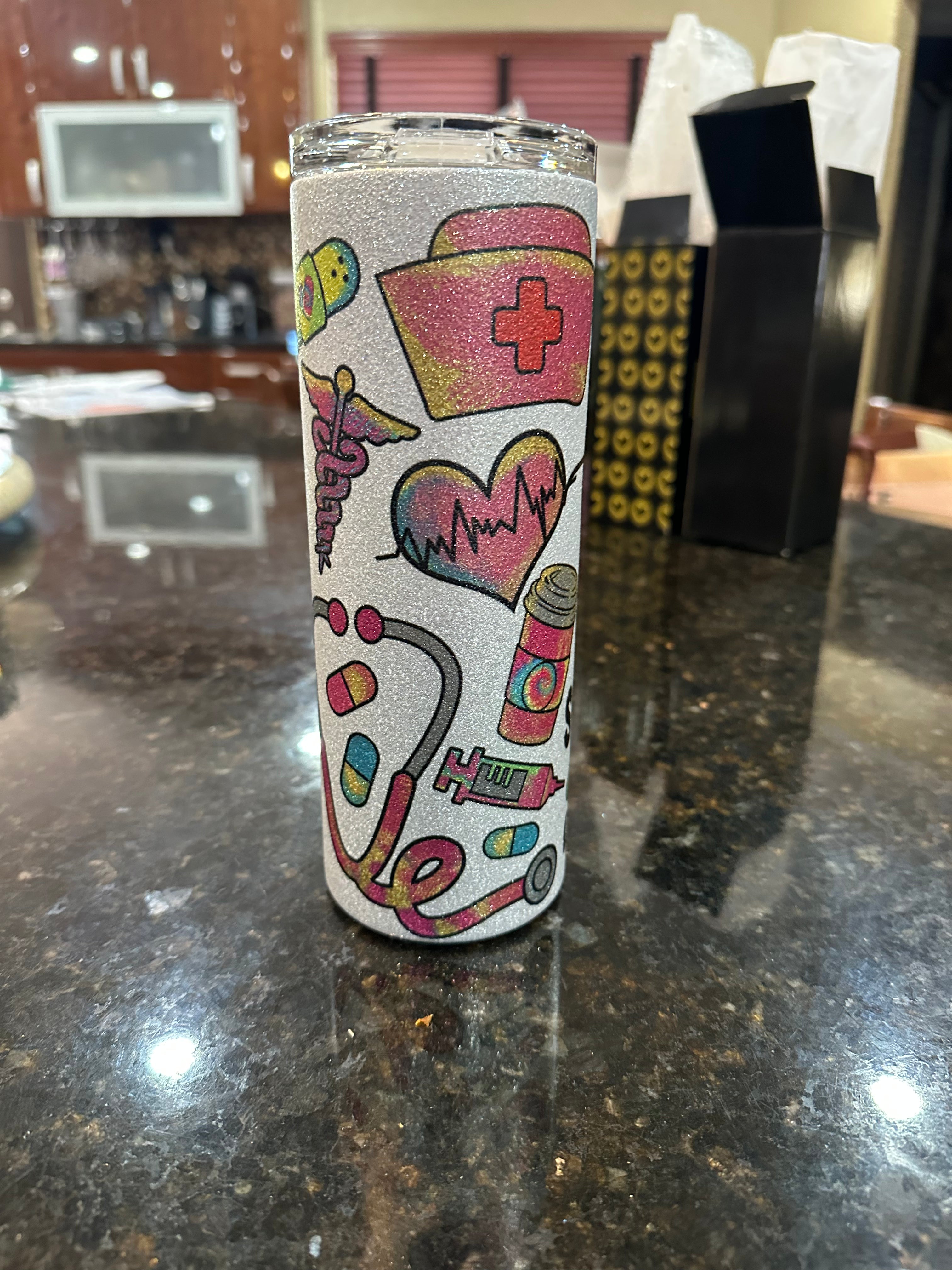 “Nurse” metallic glitter tumbler