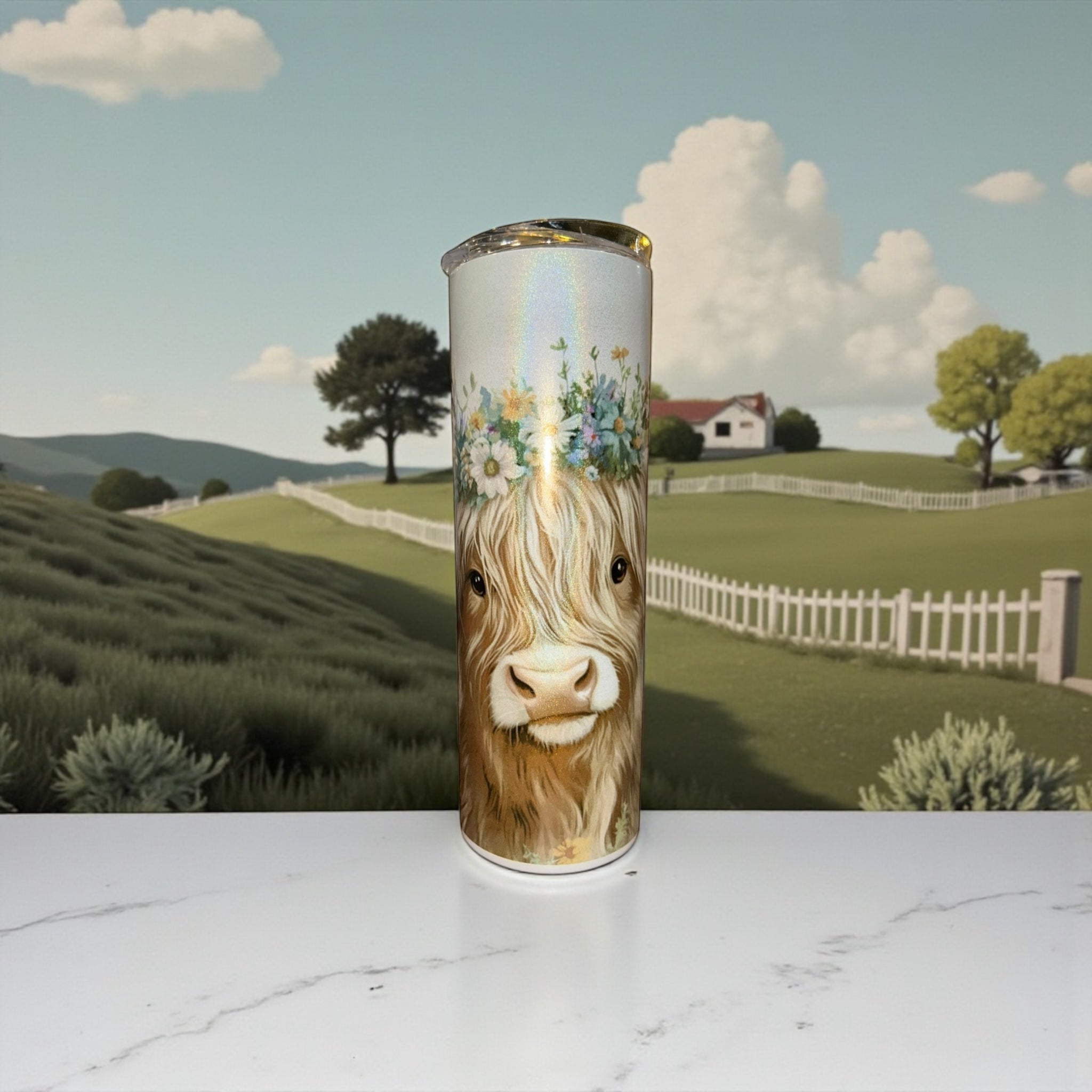 "Farmhouse Cow” tumbler